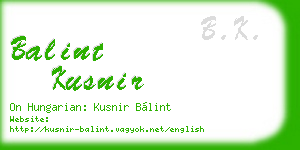 balint kusnir business card